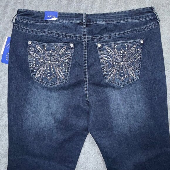 Apt 9 Distressted Boot Cut Jeans Rhinestones Cowgirl Glam Womens Plus 16WS NEW - Picture 2 of 14